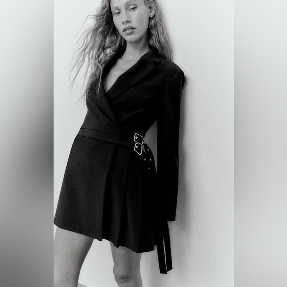 Zara Box Pleat Blazer Dress in Dark Gray 8664/338 (Brand New. Size L but fits M) - Picture 5 of 8